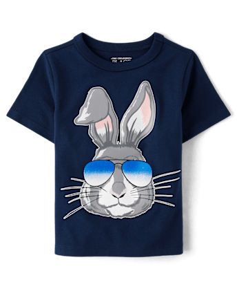 T-shirt graphique avec lunettes de soleil lapin de Pâques pour bébés et tout-petits garçons