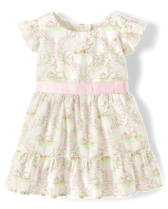 Toddler Girls Bunny Ruffle Dress