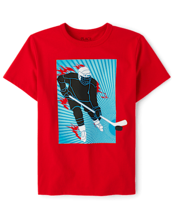 T-shirt graphique joueur de hockey pour garçon