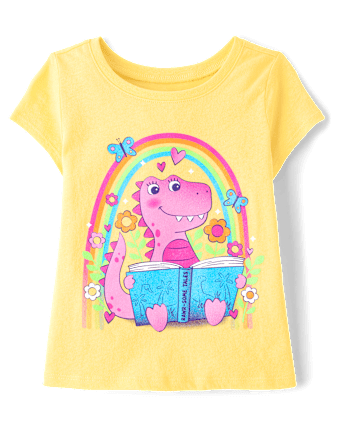 Baby And Toddler Girls Dino Book Graphic Tee