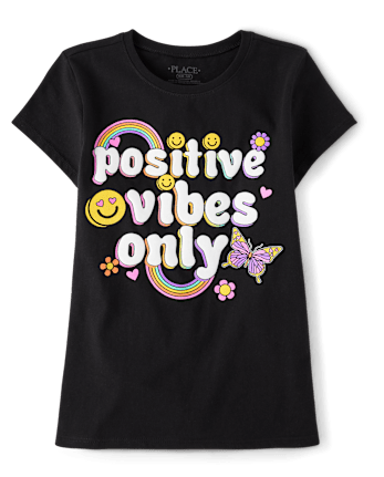 Girls Positive Vibes Graphic Tee