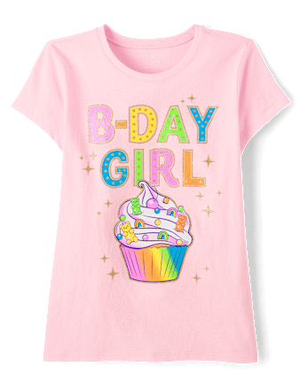 Girls Birthday Girl Cupcake Graphic Tee