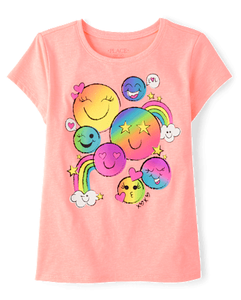 Girls Happy Face Graphic Tee