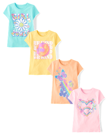 Girls Positivity Graphic Tee 4-Pack