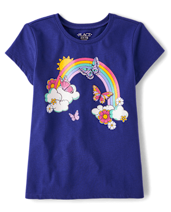 Girls Butterfly Rainbow Graphic Tee