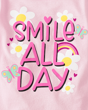 Baby And Toddler Girls Smile All Day Graphic Tee