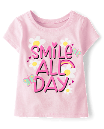 Baby And Toddler Girls Smile All Day Graphic Tee