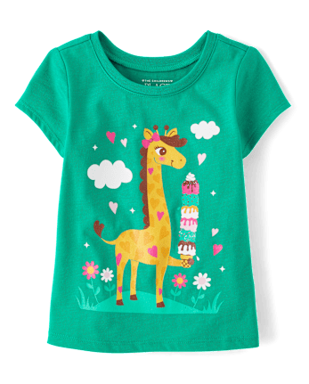 Baby And Toddler Girls Giraffe Ice Cream Graphic Tee