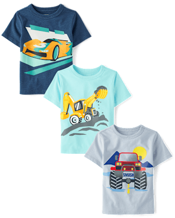 Baby And Toddler Boys Vehicle Graphic Tee 3-Pack