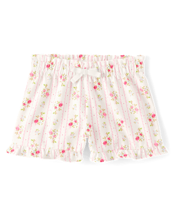 Toddler Girls Floral Ruffle Paperbag Waist Shorts