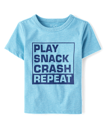 Baby And Toddler Boys Play Snack Crash Repeat Graphic Tee