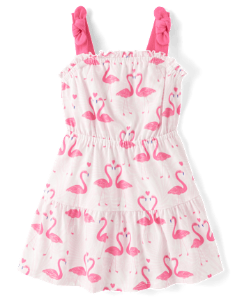 Baby And Toddler Girls Print Tiered Tie Shoulder Dress