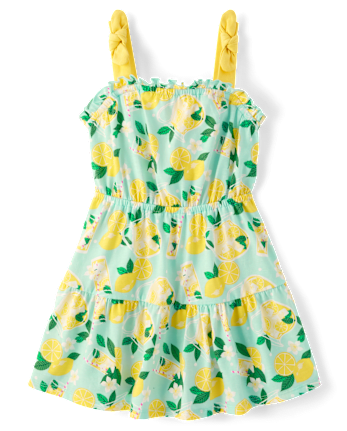 Baby And Toddler Girls Print Tiered Tie Shoulder Dress