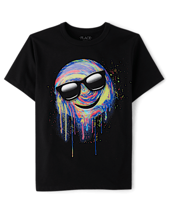 Boys Happy Face Sunglasses Graphic Tee