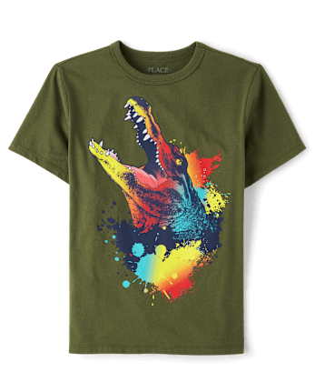 Boys Paint Splatter Alligator Graphic Tee