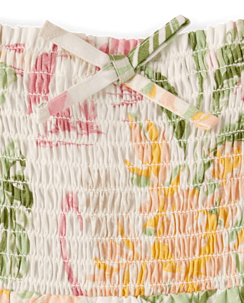 Toddler Girls Matching Family Tropical Smocked Tiered Dress