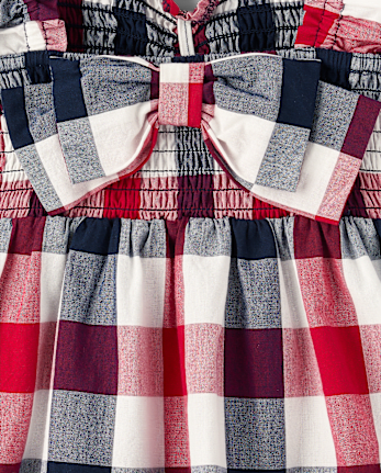 Toddler Girls Gingham Poplin Smocked Ruffle Dress