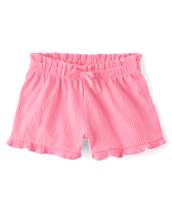 Short taille haute à volants en jacquard pour petites filles