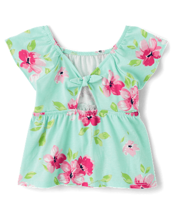 Haut babydoll empire à imprimé noué dans le dos pour petites filles