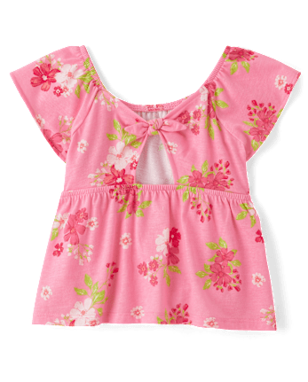 Toddler Girls Print Tie Back Empire Babydoll Top