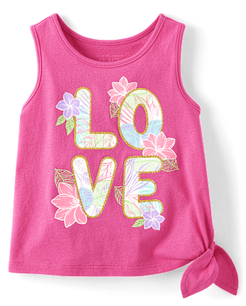 Baby And Toddler Girls Graphic Side Tie Tank Top