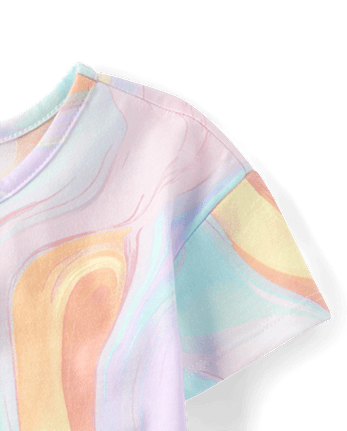 Lot de 3 hauts marbrés arc-en-ciel pour petites filles