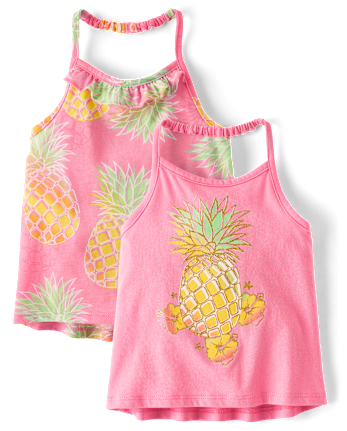 Toddler Girls Graphic Halter Tank Top 2-Pack