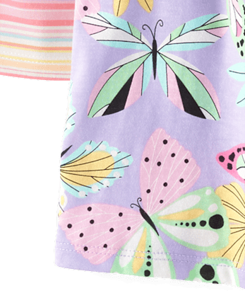 Toddler Girls Butterfly Ruffle Tank Top 3-Pack