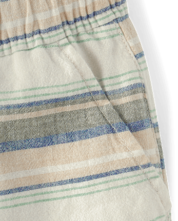 Boys Striped Linen-Blend Pull On Jogger Shorts