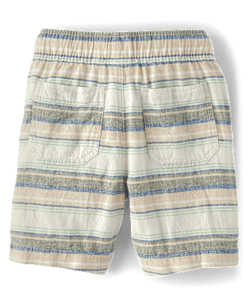 Boys Striped Linen-Blend Pull On Jogger Shorts