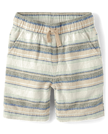 Boys Striped Linen-Blend Pull On Jogger Shorts
