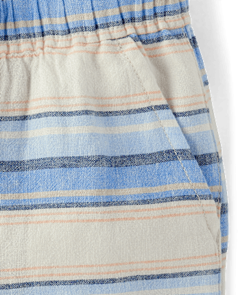 Boys Striped Linen-Blend Pull On Jogger Shorts