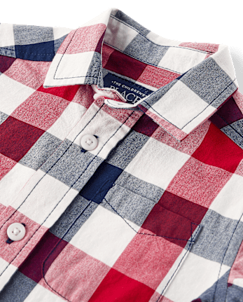 Baby And Toddler Boys Gingham Poplin Button Up Shirt