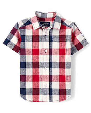 Baby And Toddler Boys Gingham Poplin Button Up Shirt
