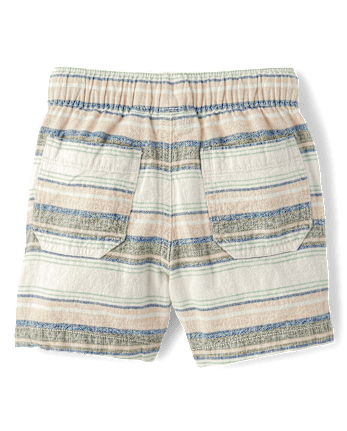 Baby And Toddler Boys Striped Linen-Blend Pull On Jogger Shorts