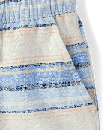 Baby And Toddler Boys Striped Linen-Blend Pull On Jogger Shorts