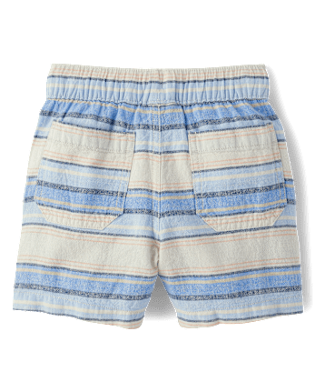 Baby And Toddler Boys Striped Linen-Blend Pull On Jogger Shorts