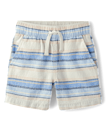 Baby And Toddler Boys Striped Linen-Blend Pull On Jogger Shorts
