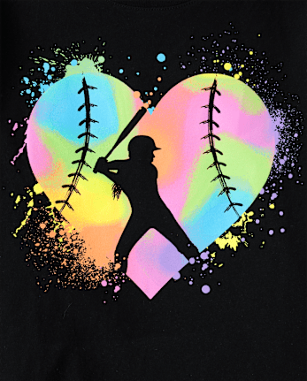 Girls Softball Heart Graphic Tee