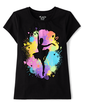 Girls Rainbow Ballerina Graphic Tee