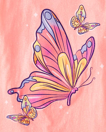 Fille Papillon T-shirt imprimé