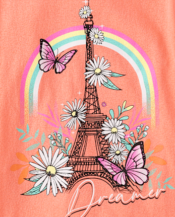 T-shirt graphique Tour Eiffel pour fille