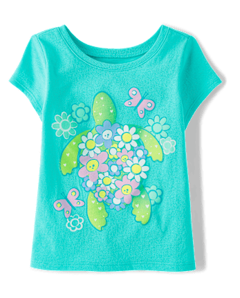 Baby And Toddler Girls Turtle Graphic Tee