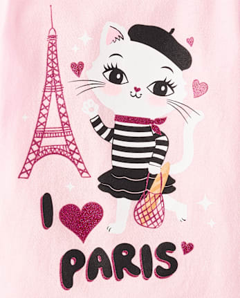 Bébé And tout-petit, fille Paris Cat T-shirt imprimé