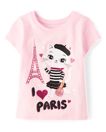 Bébé And tout-petit, fille Paris Cat T-shirt imprimé