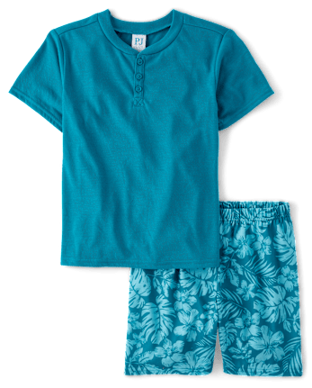 Boys Tropical Henley Pajamas