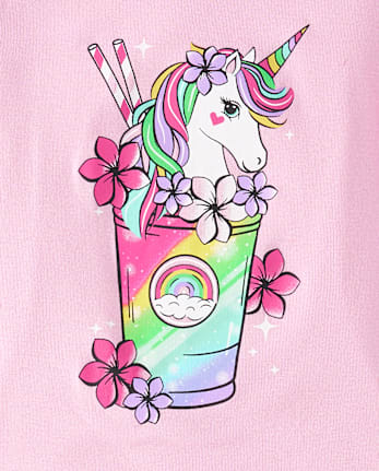Girls Unicorn Milkshake Snug Fit Cotton Pajamas