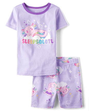 Girls Axolotl Snug Fit Cotton Pajamas
