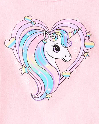 Baby And Toddler Girls Unicorn Heart Snug Fit Cotton Pajamas