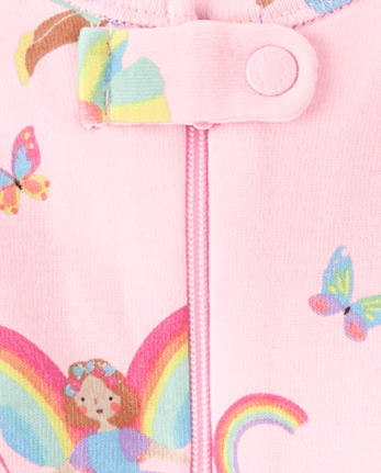 Pyjama une pièce court en coton, coupe ajustée, motif fée arc-en-ciel, pour bébés et petites filles - CAMEO